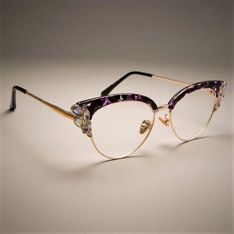 45120 gorgeous ladies cat eye shiny rhinestones glasses frames for