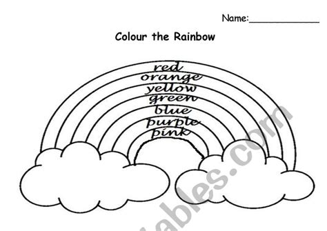 colour  rainbow esl worksheet  longshot