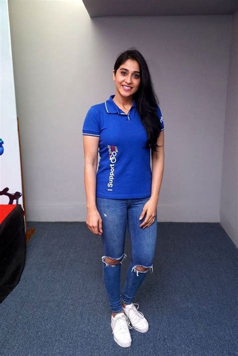 Beautiful Telugu Actress Regina Cassandra Long Hair In Blue T Shirt