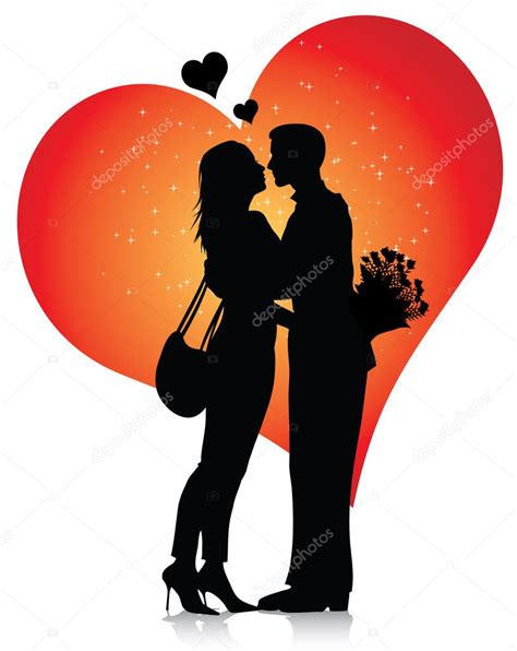 Couple Silhouette With Hearts — Stock Vector © Deryadraws