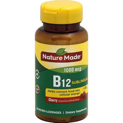 Nature Made Sublingual Vitamin B12 1000 Mcg Micro Lozenges 50 Count