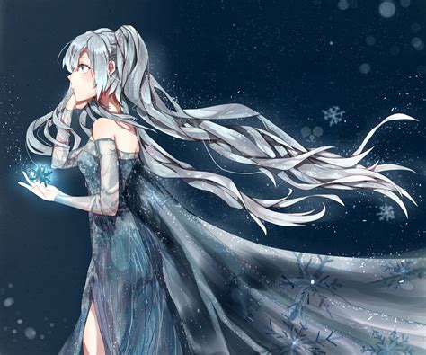 Dress Frozen Disney Gray Hair Hatsune Miku Long Hair
