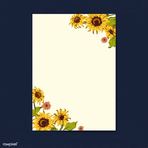 blank sunflower invitation card mockup vector  image  rawpixel