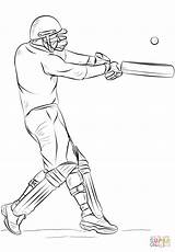 Coloring Cricket Colouring Player Drawing Pages Printable Bat Outline Clipart Sports Crafts sketch template