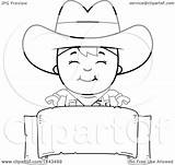 Banner Cartoon Cowboy Sheriff Blank Kid Happy Over Clipart Cory Thoman Outlined Coloring Vector 2021 sketch template