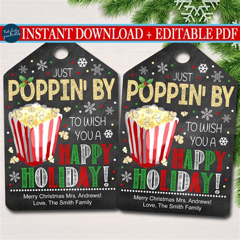 christmas popcorn gift tag tidylady printables