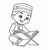 Reading Vector Quran Book Boy Vectorstock Mikailain sketch template
