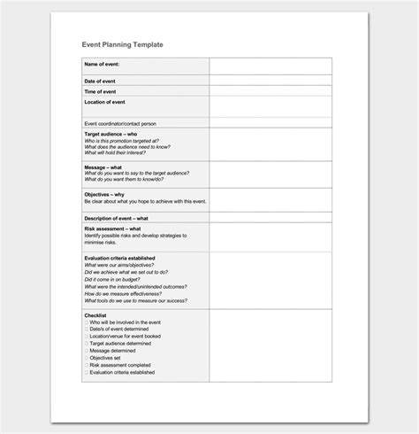 event outline template  samples examples   format