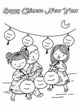 Chinese Year Coloring Pages Happy Printable Kids Festival Autumn Mid Color Cultural Diversity Colouring Sheets Moon Lanterns Lantern Print Colorear sketch template