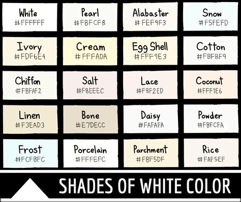 shades  white color  names hex rgb cmyk codes