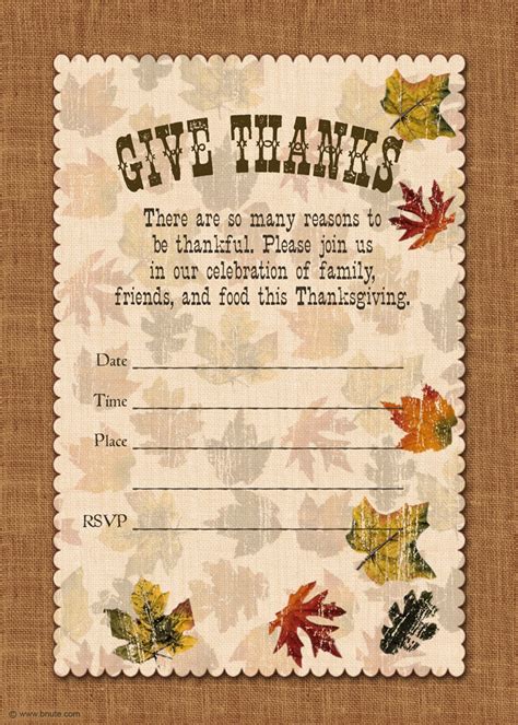 bnute productions  printable thanksgiving party invitation