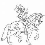 Horseback Knight Knights Jousting Coloring Pages Hellokids Sword Castle Front sketch template