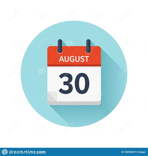august 30 vector flat daily calendar icon date and time