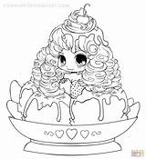 Coloring Chibi Girl Ice Cream Pages Colouring Printable Chica sketch template
