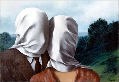lovers surreal painting  belgian artist rene magritte art