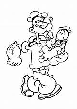 Popeye Coloring Pages Sailor Man Print Swee Pea His Sun Color Holding Cartoon Characters Boy Online Spinach Hellokids Coloriage Popular sketch template