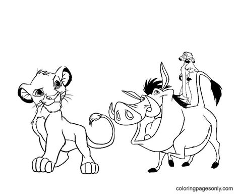 lion king timon  pumba coloring pages