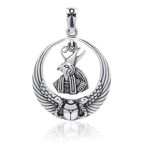 925 sterling silver egyptian sky god horus figure falcon ankh scarab