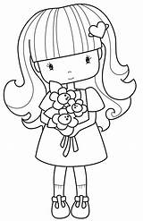 Coloring Girl Pages Little Cute Para Flower Girls Flowers Drawing Kids Colouring Color Pintar Printable Flowergirl Colorear Clipart Dibujos Line sketch template