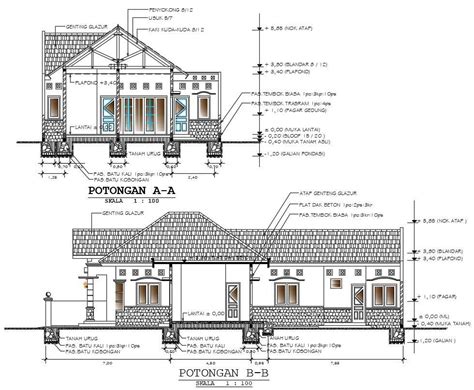 modern bungalow house plans  detail dimension  autocad cadbull