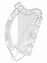 Harp Harfa Kolorowanka Irlandzka Ireland Designlooter Kategorii sketch template