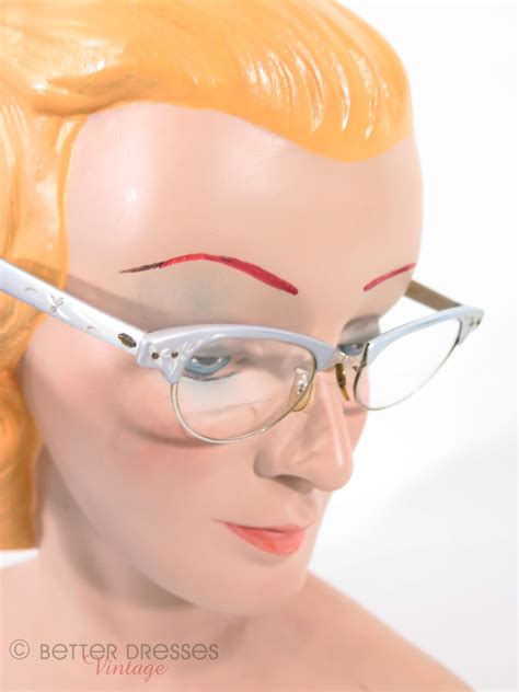 50s artcraft silver aluminum cat eye glasses better dresses vintage