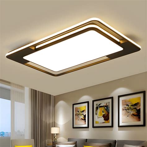 rectangular living room flush mount light acrylic contemporary led ceiling fixture  black