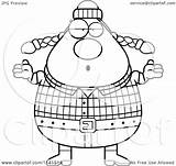 Lumberjack Chubby Female Clipart Happy Cartoon Shrugging Careless Thoman Cory Male Outlined Coloring Vector 2021 Clipartof sketch template