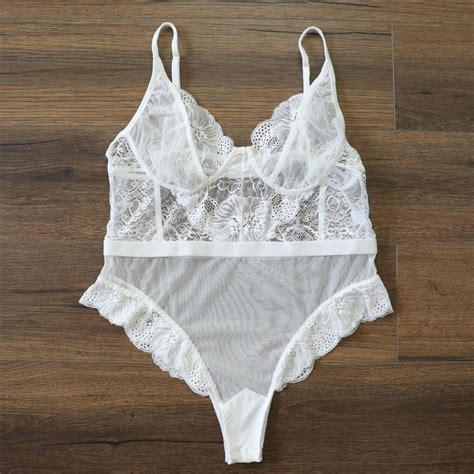 Sexy White Lace Sheer Plus Size 14 20 Bodysuit Teddy Lingerie One Piece