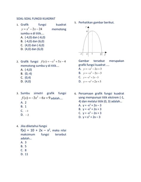 Kumpulan Soal Persamaan Dan Fungsi Kuadrat Kelas 9 Smp Pdf