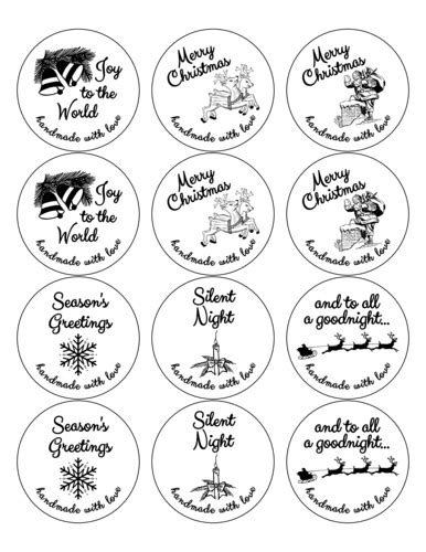 christmas themed sticker sheets  printables christmas labels