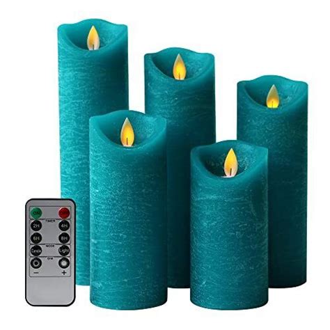 Kitch Aroma Teal Flameless Candles Battery Operated Led Pillar