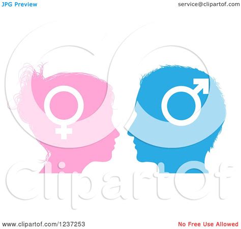 Clipart Of Male And Female Sex Gender Symbol Faces In Profile Royalty