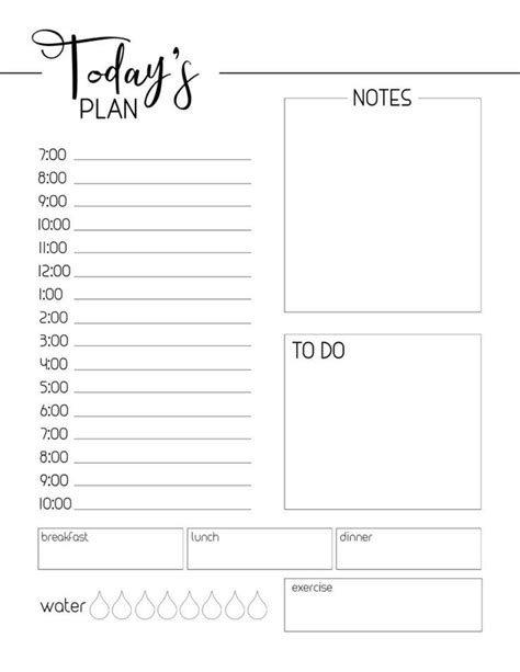 printable daily planner template day planner page  print