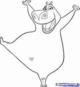 Hippo Madagascar Coloring Characters Cartoon Gloria Pages Popular Library Clipart sketch template