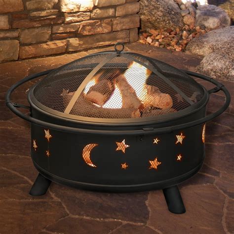 fire pit set wood burning pit includes screen cover  log poker great  outdoor