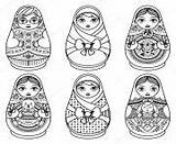 Russian Coloring Nesting Pages Dolls Doll Matryoshka Printable Folk sketch template