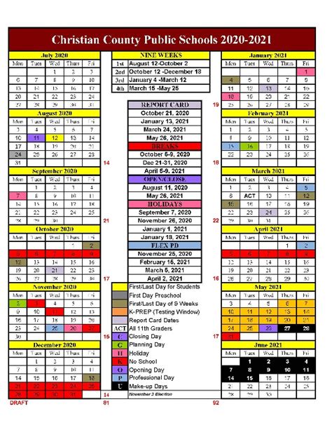 ccps school year calendar christian county school district