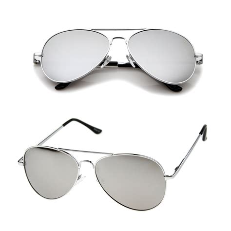 Fashion Culture Alpha Mirrored Lens Aviator Sunglasses Silver