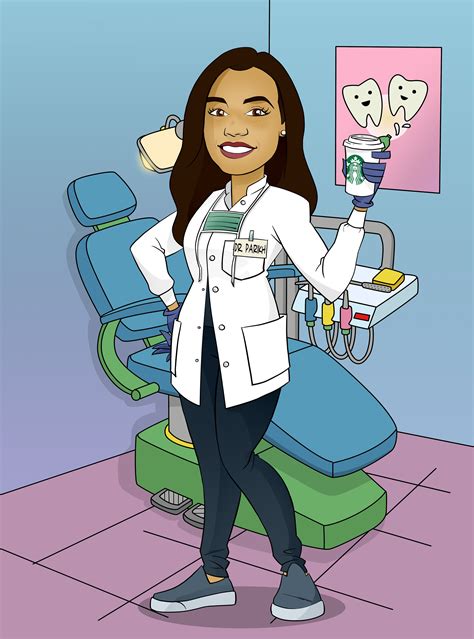 female dentist t medical t custom cartoon portrait etsy