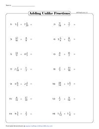 adding  subtracting  denominators worksheet add  subtract