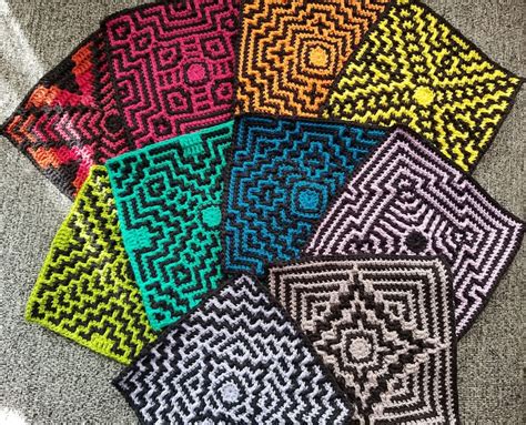 set   mosaic crochet patterns etsy