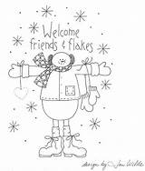 Patterns Christmas Primitive Stitchery Embroidery Pattern Printable Applique Snowman Hand Craft Designs Redwork Flakes Welcome Friends Stitcheries Crafts Northpolechristmas Country sketch template