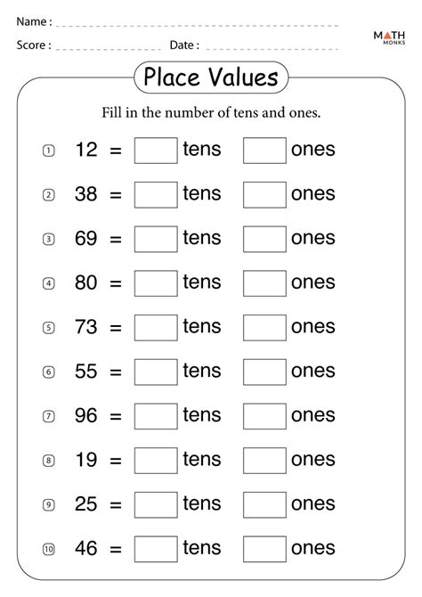 place  worksheets st grade  answer key