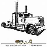 Peterbilt Camiones Trucks Dxf Eps Freightliner Transporte Rig Clipground Cricut sketch template