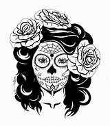 Skull Coloring Sugar Pages Girl Skulls Dead Drawing Woman Printable Dia Muertos Los Color Print Clipart Colouring Collection Girls Women sketch template