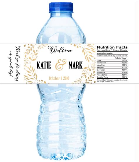 wedding water bottle labels wedding bottled water labels water bottle wraps gold leaves