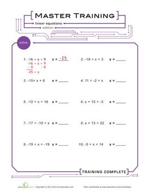 practice linear equations