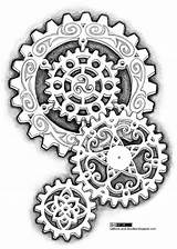 Steampunk Gears Tattoo Drawing Cogs Tattoos Gear Designs Doodles Ink Drawings Punk Clock Steam Got Part Patterns Make Coloring Nice sketch template