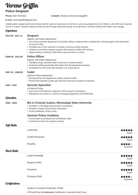 police officer resume examples guide templates